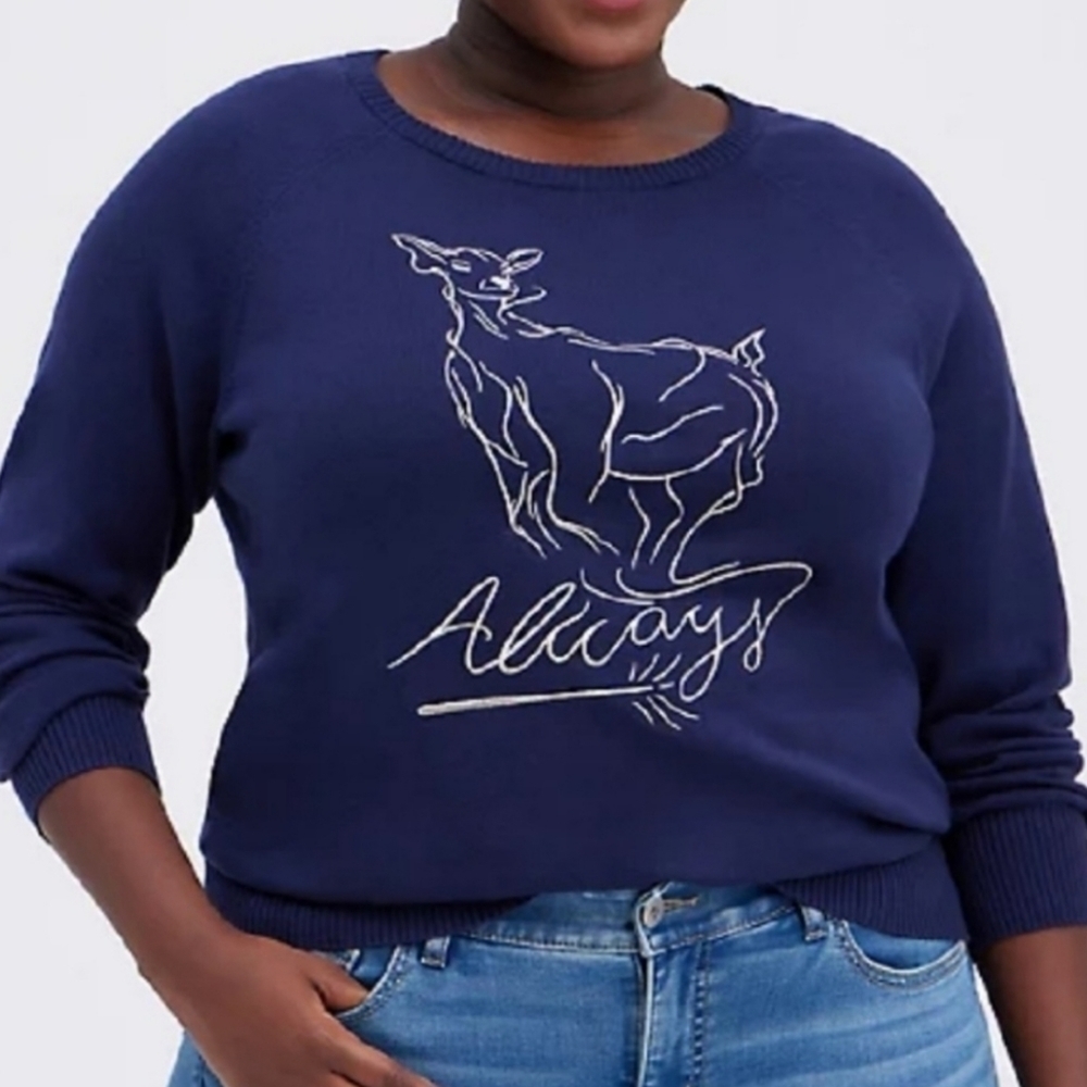 Torrid Harry Potter Always Patronus Pullover Sweater Blue 2X